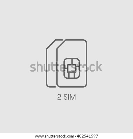 Dual SIM icon sign. Double SIM card symbol vector illustration. Dual band smartphone picture. Royalty-Free Stock Photo #402541597