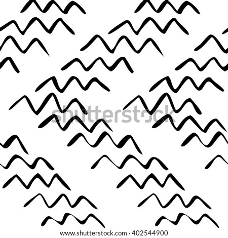 Vector seamless pattern with zigzags. Hand drawn brush texture