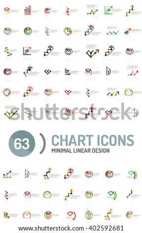 Mega collection of chart and graph business logos and icons