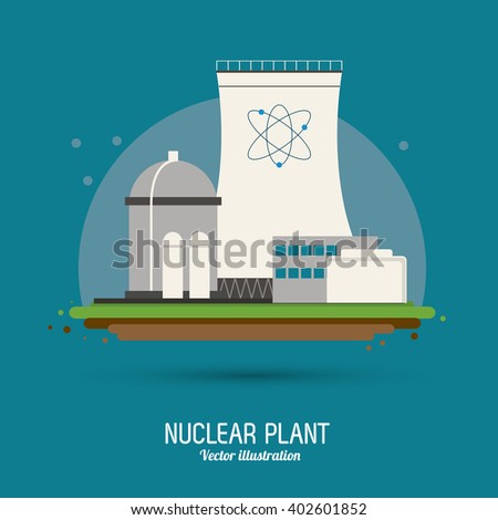 nuclear plant in colorful design, vector illustration