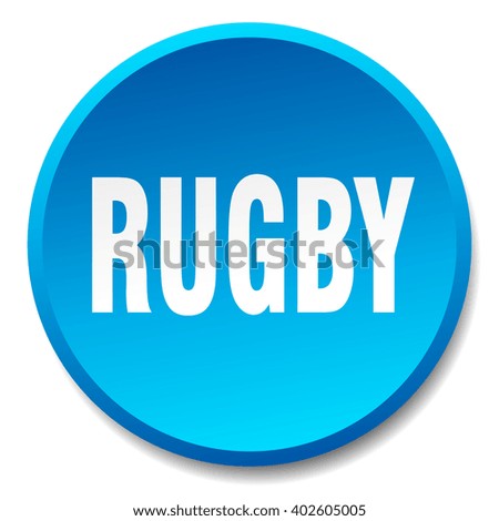 rugby blue round flat isolated push button