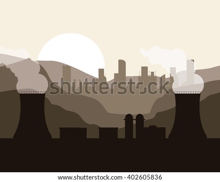 nuclear plant in colorful design, vector illustration