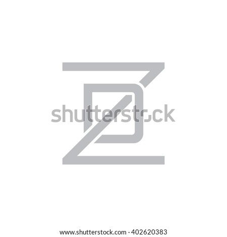 letter Z and D monogram square shape logo gray