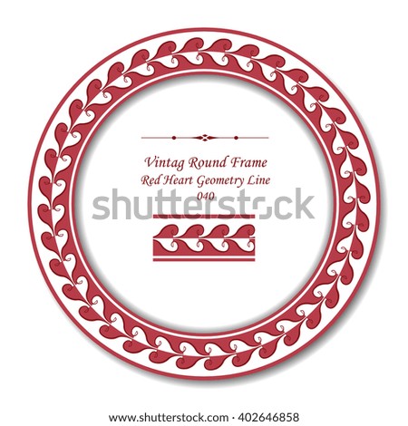 Vintage Round Retro Frame - Red Heart Geometry Line
