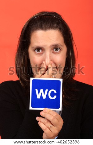 Woman with WC sign