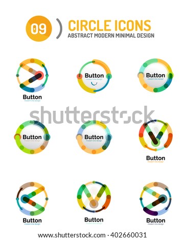 Collection of abstract circle logos. Minimal thin line flat design