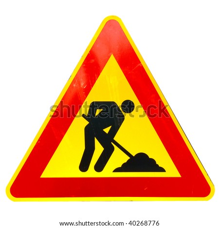 Road work sign isolated over a white background