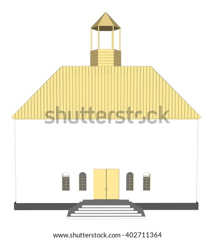 Vector building 3d Church  on white background