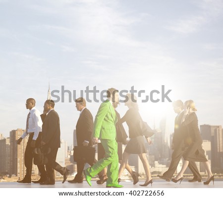 Office Workers Walking To Their Work Place Concept