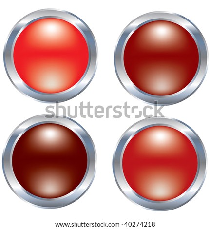 Shiny set of four red pearl buttons in different tones