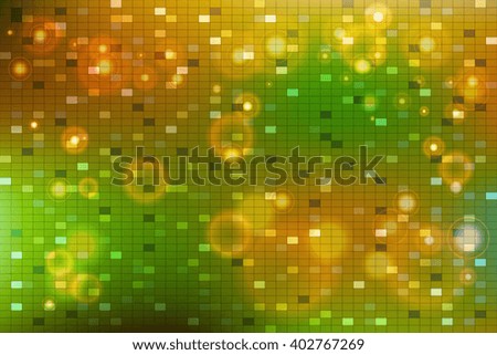 Abstract cosmic gold and green color background. Vector illustration. Mosaic texture. For design, wallpaper, presentation