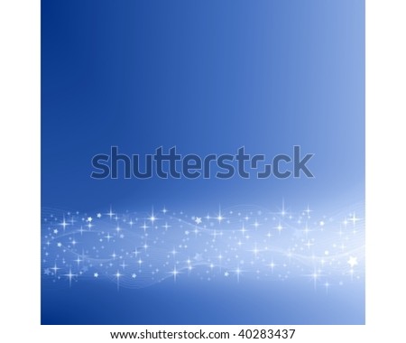 Square blue festive abstract background with stars. Background made by blend with clipping mask, use of global colors