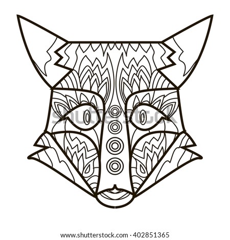 Line vector image for art therapy with fox.