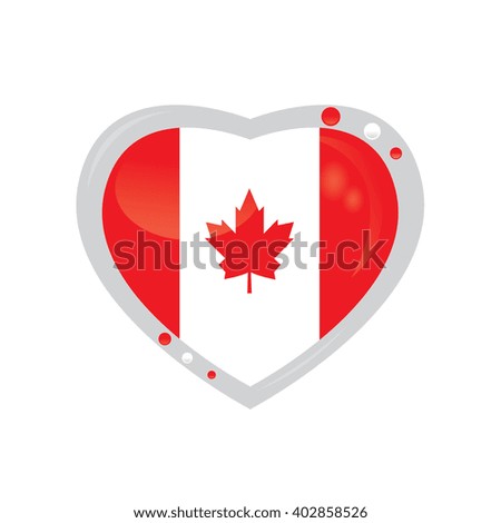 Isolated heart shape with the canadian flag on a white background