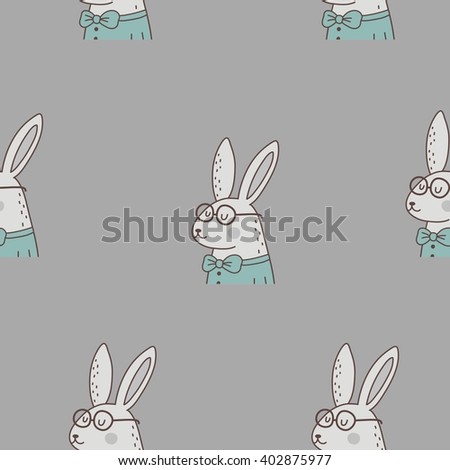 cute rabbit vector print