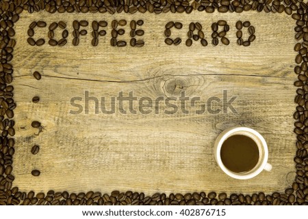 coffee card on a wooden background