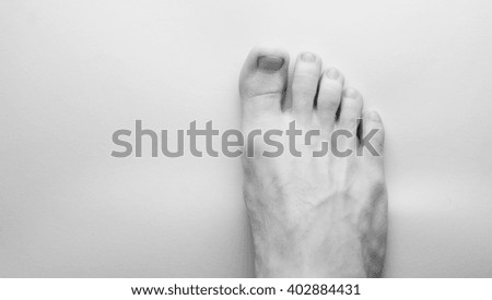 foot, black and white photo