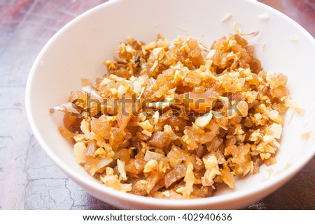 Stir Fried Sweet Radish with Garlic Stock Photo