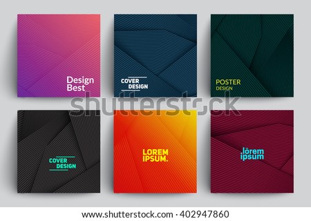 Set of Abstract Cards with Layers Overlap. Applicable for Covers, Placards, Posters, Flyers and Banner Designs. Royalty-Free Stock Photo #402947860