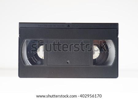 Videocassette close up on a white background. old, record sound