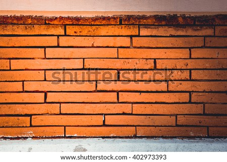Selective Focus and Vintage Filter : Red Brick wall with  white cement frame