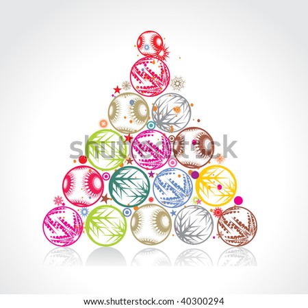 vector christmas balls tree on white background, vector illustration for xmas