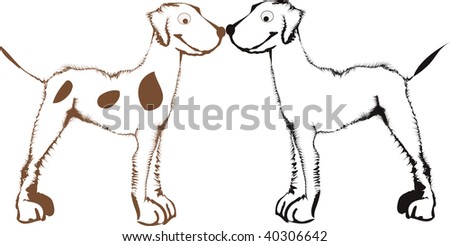 Computer generated illustration : happy cartoon dogs, vector