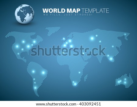 World map template made from diagonal lines for your infographics reports