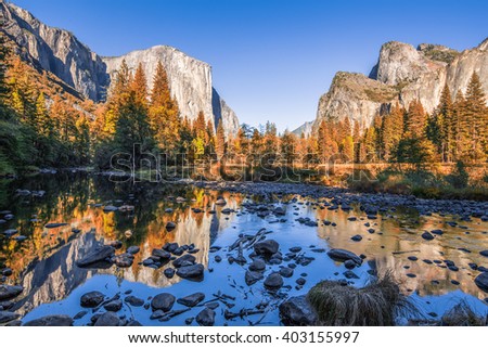 Typical view of the Yosemite National Park Royalty-Free Stock Photo #403155997