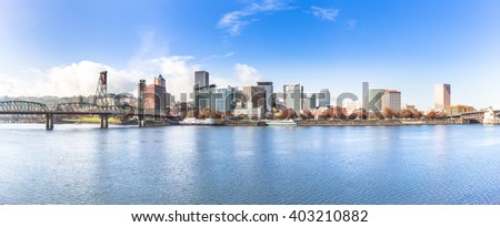 tranquil water with cityscape and skyline in portland
