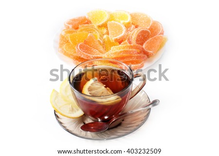 jujube and slices of sweet tea with lemon