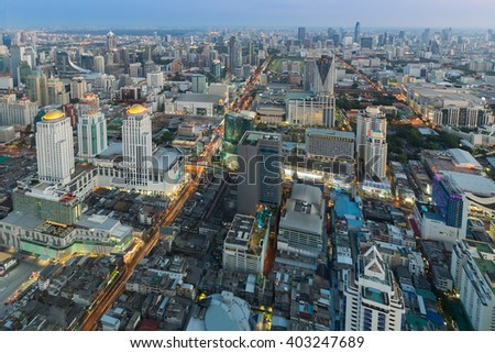 Aerial view, city of Bangkok Thailand