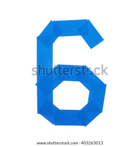 Number six symbol made of insulating tape isolated over the white background