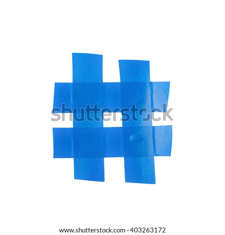 Hashtag number symbol made of insulating tape isolated over the white background