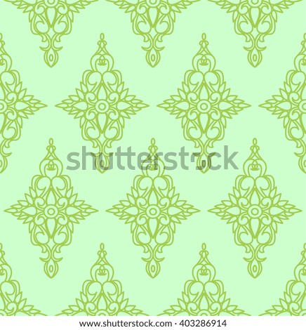 Vintage floral ornament seamless vector wall coverings green
