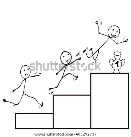vector , isolated  Stick Figure man jump , the goal