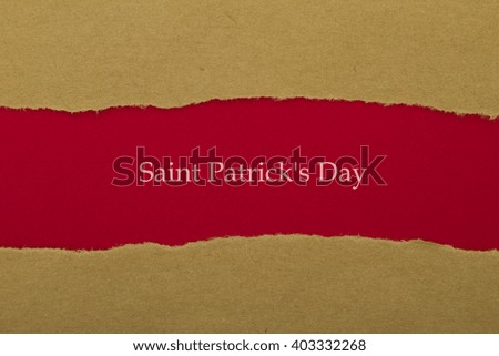 Saint Patrick's Day written under torn paper.