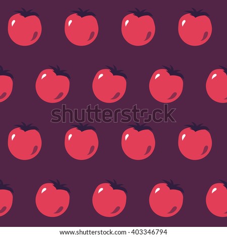 Cartoon vector  isolated tomatoes on purple background pattern