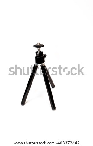 black tripod photo-video equipment is on a white background, for stability and image stabilization