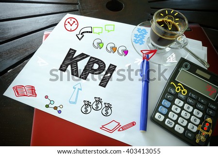 drawing icon cartoon with  KPI concept on paper  in the office , business concept