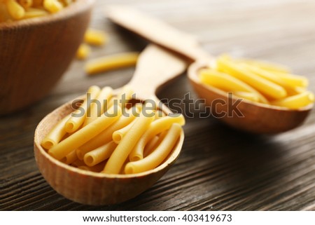 Portion of uncooked pasta, closeup