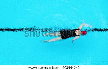 Woman swimming on swimming pool,fat,health