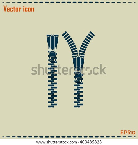 Zipper vector icon. Close. Open.