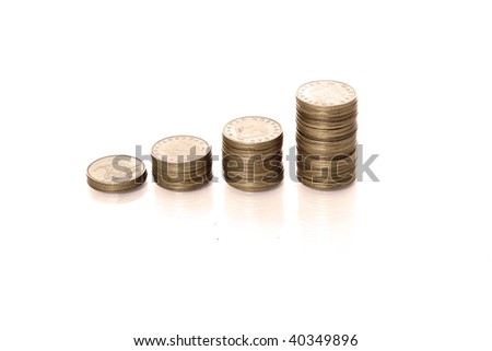 Golden coins isolated on white background