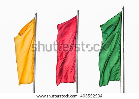 Isolated on white background. Three flag yellow red green
