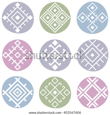 Set of vector tribal elements. Ethnic collection. Ethnic decor elements set. Geometric objects.