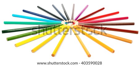 Colorful crayons in round shape
