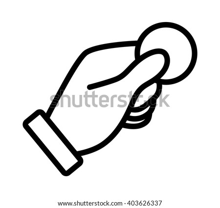 Insert coin / token or pay money line art vector icon for apps and websites