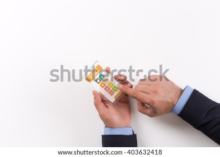 Hand Holding Transparent Smartphone with Performance Management screen