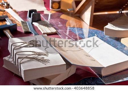 Binding for old and new books Royalty-Free Stock Photo #403648858